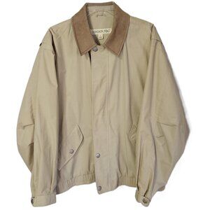 Vintage Men's London Fog Bomber Style Beige Jacket Preppy Casual Size L